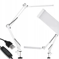 Lampy stojące - Lampka Biurkowa Kreślarska Stołowa LED 12W CCT USB Ściemnialna COSMI Biała z uchwytem Lumiled - miniaturka - grafika 1