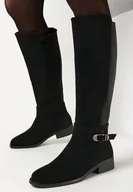 Kozaki damskie - Czarne Kozaki Muszkieterki z Ozdobnym Paskiem Vambra - miniaturka - grafika 1