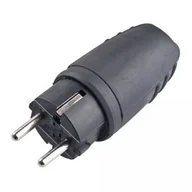 Kostki, złączki, wtyczki - Wtyczka gumowa prosta z/u Uni-Schuko 16 A czarna IP44 16 A 250 V~ - miniaturka - grafika 1