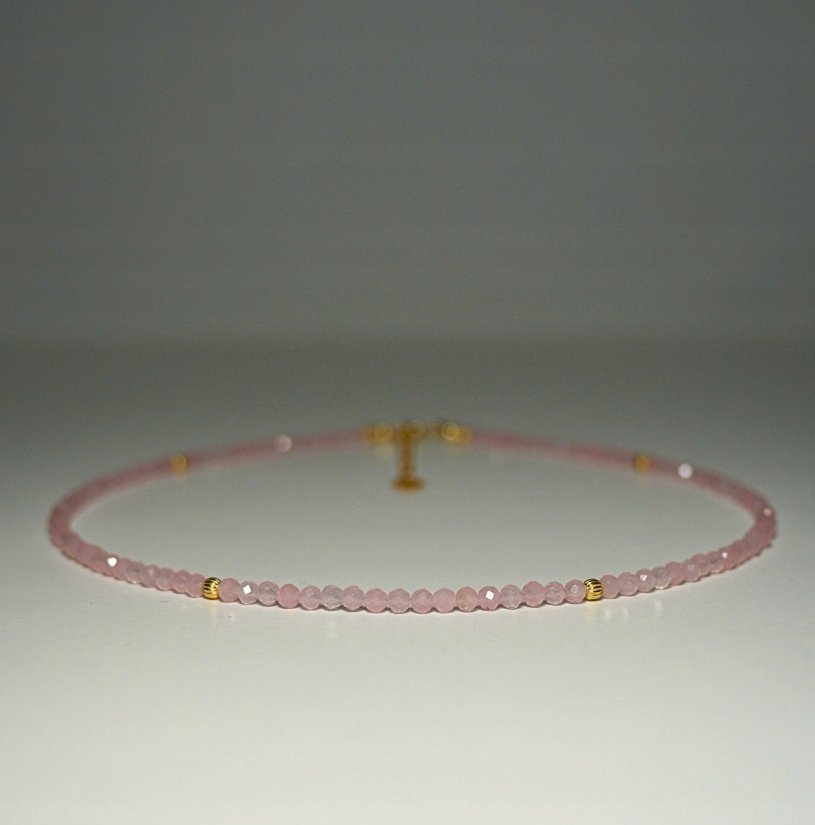 Naszyjnik Szczęścia Kwarc Różowy 3mm - Crystals Break 3 rozmiary