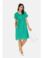 Sukienki - Le Jardin du Lin Lniana sukienka w kolorze turkusowym - miniaturka - grafika 1
