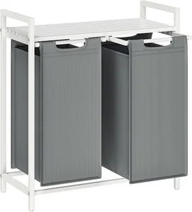 Kosz, 2 Przedziały, Kosz Na Pranie Z Półką, Kosz, Torba Do Prania Z Tkaniny Oxford, Rozkładana, Zdejmowana, Metalowa Rama, 2 X 4 - Kosze na bieliznę - miniaturka - grafika 1