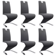 Krzesła - vidaXL Krzesła o zygzakowatej formie, 6 szt., szare, sztuczna skóra - miniaturka - grafika 1