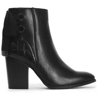 Botki damskie - Botki Damskie Wygodne Eleganckie Wysokie Modne Stylowe Na Jesień Zapina się na Zamek Błyskawiczny Z Ekologicznej Skóry Na Obcasie Milly Czarne 38 - miniaturka - grafika 1