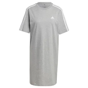 adidas Damska sukienka chłopięca Essentials z 3 paskami Single Jersey, XXS, Średni szary wrzosowy/biały, XXS - Sukienki - miniaturka - grafika 1