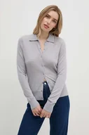 Swetry damskie - Calvin Klein sweter wełniany damski kolor szary lekki K20K207198 - miniaturka - grafika 1