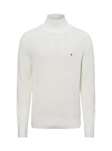 Tommy Hilfiger Męski sweter z dzianiny Mężczyźni Bawełna biały jednolity, M - Swetry męskie - miniaturka - grafika 1