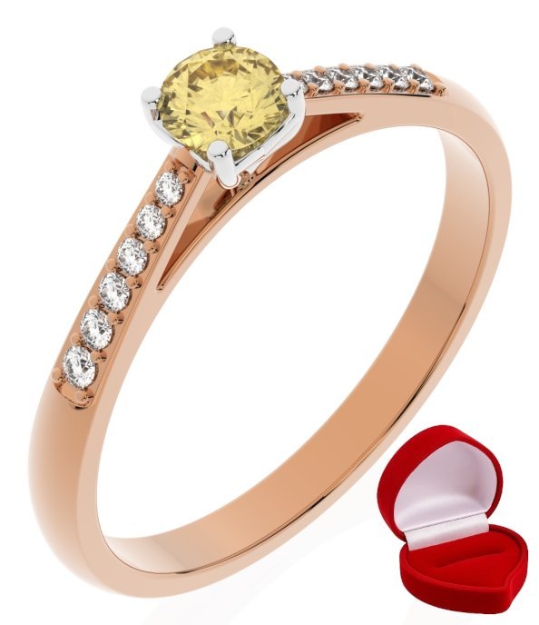 ZŁOTY PIERŚCIONEK ZARĘCZYNOWY 585 14k SZAFIR 0,19 ct RÓŻOWE ZŁOTO R7