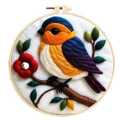 Pasmanteria - Ptaszek - haftowanie (filcowanie) wełną czesankową - miniaturka - grafika 1