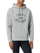 Bluzy męskie - Tommy Hilfiger Męska bluza z kapturem z grafiką Varsity, wrzosowa nakrapiana ciemnoszara, M, Heathered cętkowane ciemnoszary - miniaturka - grafika 1