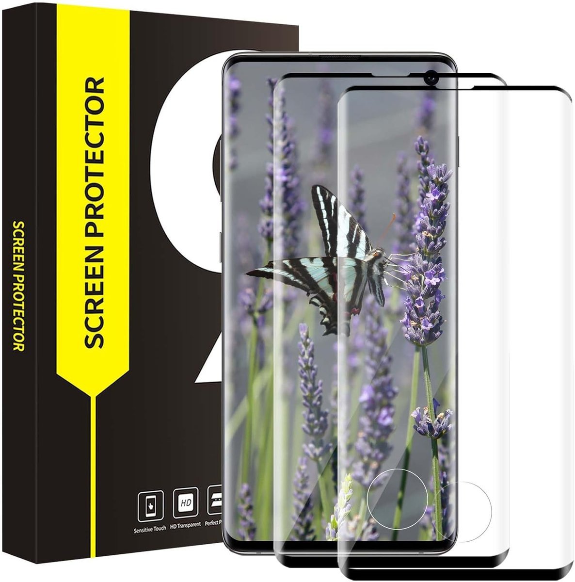 2x SZKŁO HARTOWANE 9H DO SAMSUNG GALAXY S10 OCHRONNE CZARNE PASKI