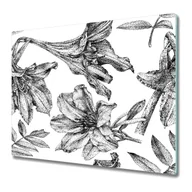 Deski do krojenia - Szklana Osłona na Kuchenkę - Deska Do Krojenia 60x52 cm - Czarno białe lilie - miniaturka - grafika 1