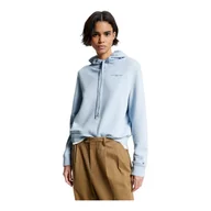 Bluzy damskie - TOMMY HILFIGER BLUZA DAMSKA Z KAPTUREM 1985 CORP LOGO HOODIE BŁĘKITNA r.M - miniaturka - grafika 1