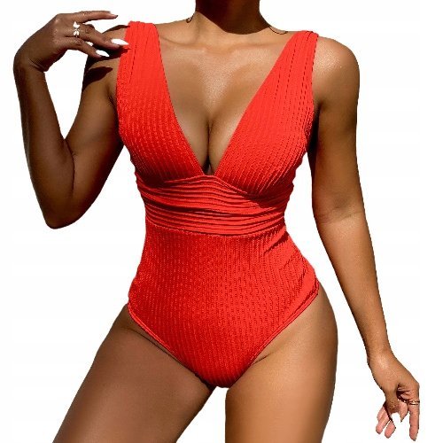 Strój Kąpielowy Jednoczęściowy Kostium Modelujący Modny Czerwony Red L