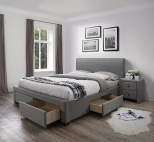 MODENA 140 CM ŁÓŻKO TAPICEROWANE Z SZUFLADAMI POPIEL - Łóżka - miniaturka - grafika 1