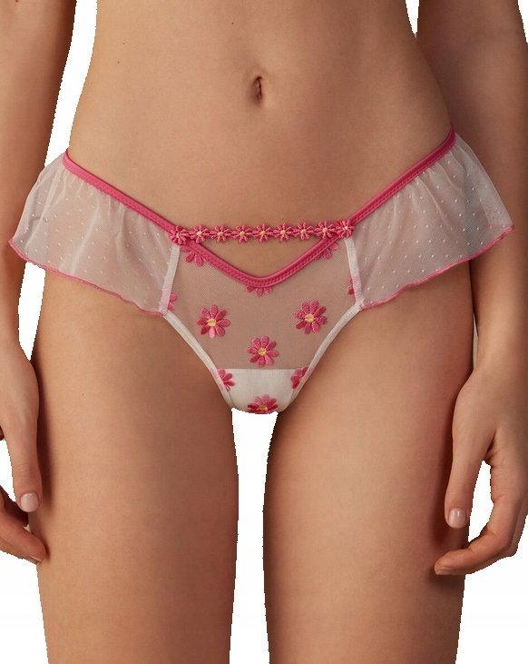INTIMISSIMI brazyliany stringi majtki damskie różowe kwiatki DAISIES S/36