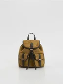 Plecaki - Reserved - Plecak z imitacji zamszu - warm olive - miniaturka - grafika 1