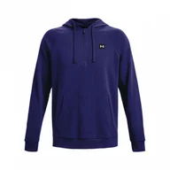 Bluzy męskie - Męska bluza dresowa rozpinana z kapturem Under Armour UA Rival Fleece 1/2 Zip HD - granatowa - miniaturka - grafika 1