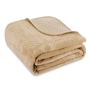 Narzuta Caden 200 x 220 cm jodełka welurowa beżowy - Narzuty - miniaturka - grafika 1