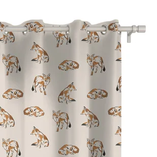 Zasłona AUTUMN wzór AT17 | lisy na beżowym tle 150 x 240 cm tkanina zaciemniająca - Zasłony - miniaturka - grafika 1