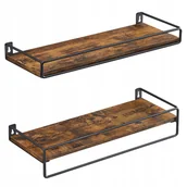 Półki do salonu - Zestaw 2 półek ściennych wiszących rustykalnych Loft - miniaturka - grafika 1