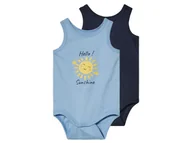 Body dla niemowląt - lupilu® Body niemowlęce dla chłopca, 2 szt., z zapięciem w kroku (Jasnoniebieski/granatowy, 50/56) - miniaturka - grafika 1