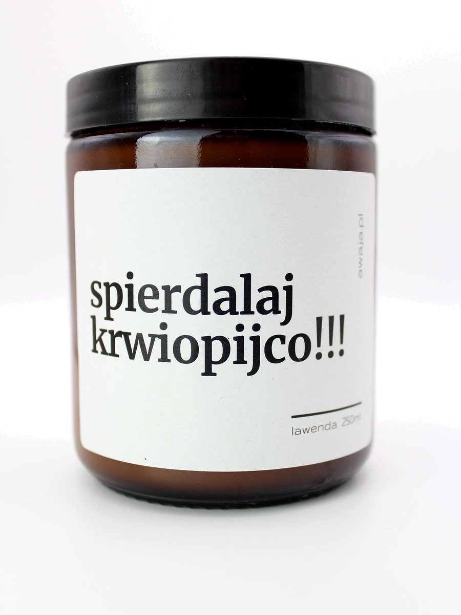Świeca z napisem – na komary, śmieszny prezent na lato, zapachowa, sojowa