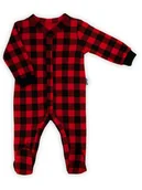 Pajacyki dla niemowląt - Niemowlęcy pajac bawełniany z długim rękawem w kratkę czerwono-czarną Nicol r.56 - miniaturka - grafika 1