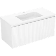 Szafki łazienkowe - Mexen Rivel szafka łazienkowa 100 cm z umywalką Otis, 1 szuflada, ryflowana , biała mat - 91A20-10047-1-BF01-W18M01 - miniaturka - grafika 1