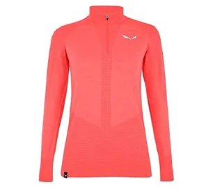 Salewa Women's ZEBRU MED WARM AMR W 1/2Z Tee. Base Layer Top, Fluo Coral, S - Koszulki i topy damskie - miniaturka - grafika 1
