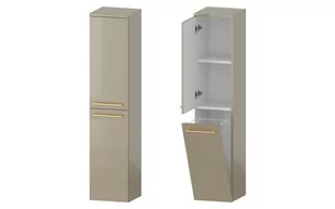Słupek Łazienkowy RON 30 cm DK Lewy - Cappuccino Wysoki Połysk - Uchwyty Złote Szczotkowane - Szafki łazienkowe - miniaturka - grafika 1