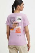 Koszulki sportowe damskie - The North Face t-shirt sportowy Foundation kolor fioletowy NF0A882VPO21 - miniaturka - grafika 1