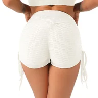 Spodenki damskie - Szorty sportowe damskie ze ściągaczami - Biały XL - miniaturka - grafika 1