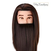 Pozostałe akcesoria fryzjerskie - Główka treningowa z brodą fryzjerska Gabbiano WZ4 syntetyczne włosy, kolor 4H, długość 8"+6" - miniaturka - grafika 1