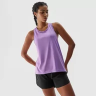 Koszulki sportowe damskie - Damski top do biegania szybkoschnący 4F 4FWSS24TFTSF704 - fioletowy - miniaturka - grafika 1