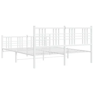 Metalowa rama łóżka z wezgłowiem i zanóżkiem, biała, 150x200 cm - Łóżka - miniaturka - grafika 7