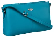 Torebki damskie - Mała torebka na ramię listonoszka crossbody na suwak skóra naturalna Rovicky, turkusowy - miniaturka - grafika 1