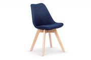 Krzesła - Skandynawskie krzesło tapicerowane drewniane nogi granatowe ABRAMIS - miniaturka - grafika 1