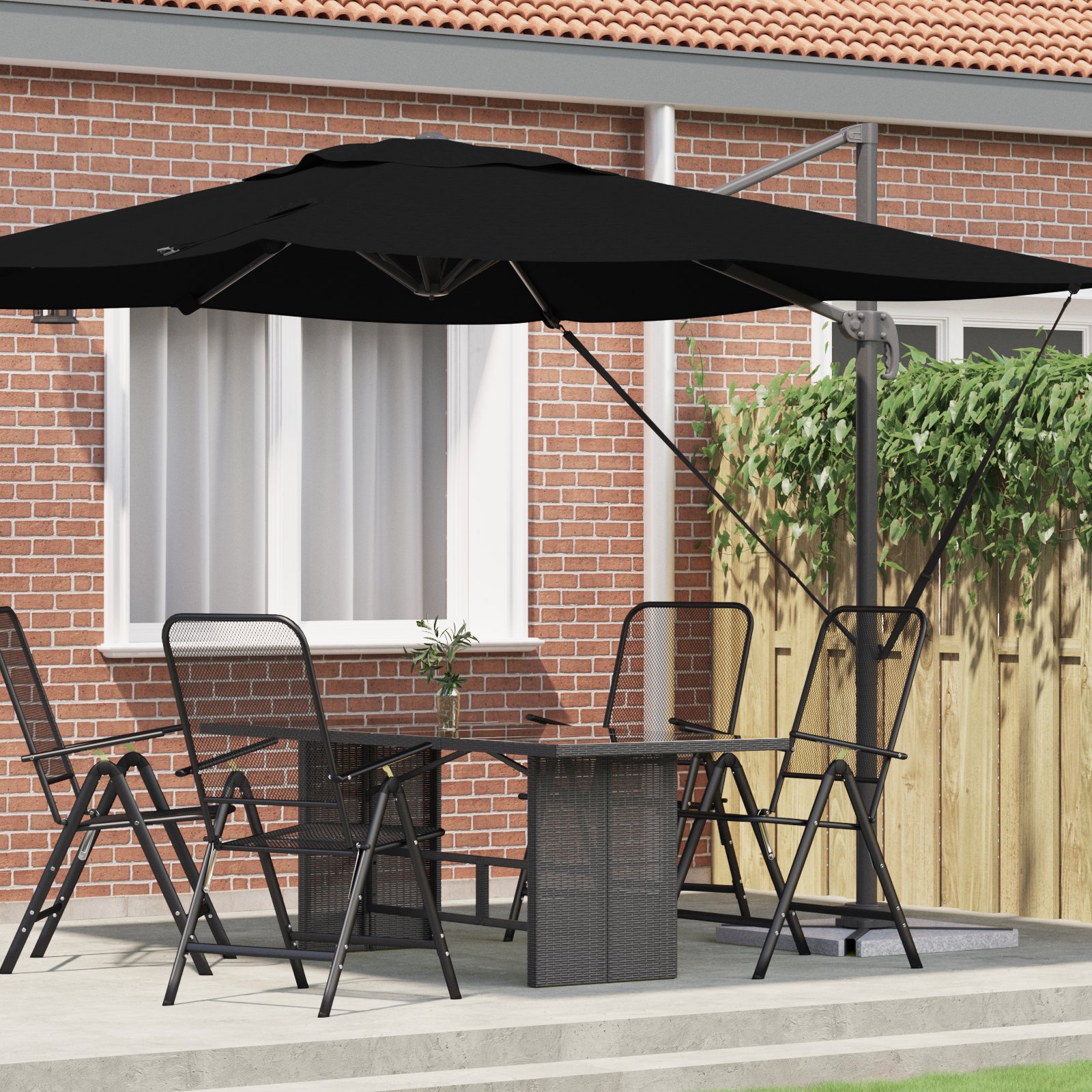 vidaXL Parasol Roma Wysięgnikowy Czarny 286x285x265 cm Aluminium
