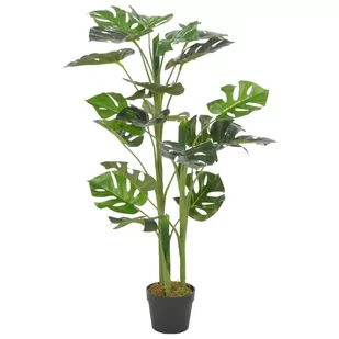 vidaXL Sztuczna monstera z doniczką, zielona, 100 cm - Sztuczne kwiaty - miniaturka - grafika 1
