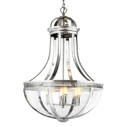 LAMPA WISZĄCA szklana w srebrnej oprawie w stylu glamour - Lampy sufitowe - miniaturka - grafika 1