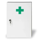 Akcesoria BHP - B2B Partner Drewniana apteczka ścienna, 43x30x14 cm, biała, bez zawartości lék.d - miniaturka - grafika 1