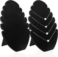 Biżuteria - akcesoria - 2-częściowy aksamitny stojak na naszyjniki, ekspozytor na biżuterię do przechowywania i prezentacji biżuterii, czarny - miniaturka - grafika 1