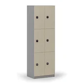 Szafki biurowe - Drewniana szafka skrytkowa, 6 schowków, zamek RFID, szary/brzoza - miniaturka - grafika 1