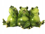 Figurki dekoracyjne - FIGURKA DEKORACYJNA TRZY MĄDRE ZIELONE ŻABY NA PREZENT - miniaturka - grafika 1