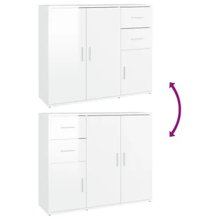 Szafka, biała, połysk, 91x29,5x75 cm, materiał drewnopochodny Lumarko! - Szafki do salonu - miniaturka - grafika 10