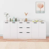 Komody - Lumarko 3-częściowa komoda, biała, materiał drewnopochodny - miniaturka - grafika 1