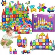 Klocki - Klocki Magnetyczne Konstrukcyjne Edukacyjne Zestaw 100 El Duże Panele 3d - miniaturka - grafika 1