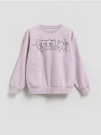 Bluzy dla dziewczynek - Reserved - Luźna bluza z napisem - lawendowy - miniaturka - grafika 1