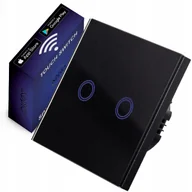 Wyłączniki światła i elektryczne - LUMENIX WŁACZNIK ŚCIENNY ŚWIATŁA BIANKA - DOTYKOWY SZKLANY PODWÓJNY CZARNY WIFI (RADIOWY) WS-BIANKA-06 - miniaturka - grafika 1